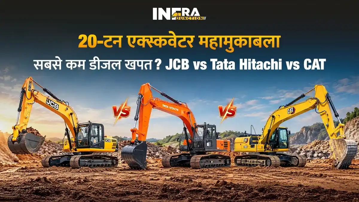 20-टन एक्स्कवेटर महामुकाबला: JCB vs Tata Hitachi vs CAT, सबसे कम डीजल खपत?